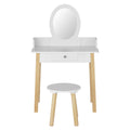 Keezi Kids Dressing Table Chair Set Wooden Vanity Mirror Makeup