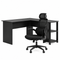 Artiss Office Desk and Chair Set L Shaped Computer Desk 136cm with 2 Tier Storage Shelves, Ergonomic Mesh Office Chair with Adjustable Headrest, Flip-Up Armrests & Lumbar Support