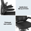 Artiss Office Desk and Chair Set L Shaped Computer Desk 136cm with 2 Tier Storage Shelves, Ergonomic Mesh Office Chair with Adjustable Headrest, Flip-Up Armrests & Lumbar Support