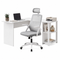Artiss Home Office Desk and Chair Set, 136cm L Shaped Computer Desk with Shelves & Cable Management, Ergonomic Mesh Office Chair with Adjustable Headrest, Flip-Up Armrests