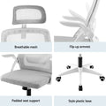 Artiss Home Office Desk and Chair Set, 136cm L Shaped Computer Desk with Shelves & Cable Management, Ergonomic Mesh Office Chair with Adjustable Headrest, Flip-Up Armrests
