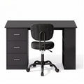 Artiss Office Desk & Chair Set 120cm Computer Desk with 3 Drawers & Open Shelves, Ergonomic Armless Office Chair with Wheels, Height Adjustable for Home Office Study