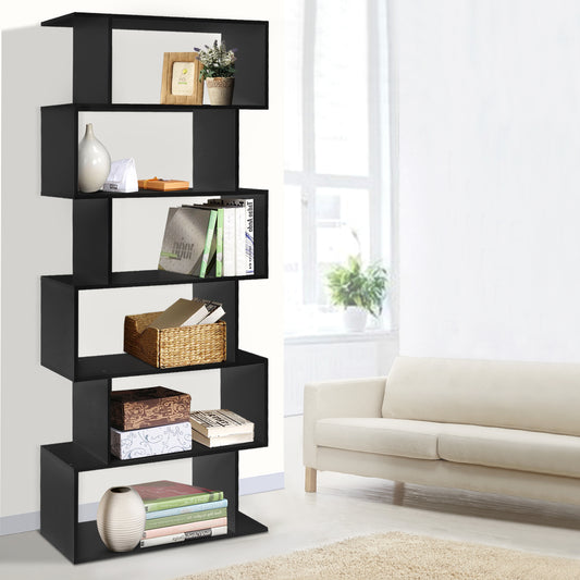 Artiss Bookshelf 6 Tiers Display Book Shelves Storage Stand Bookcase Black RIVA