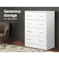 Artiss 4 Drawer Chest White Andes Bedroom Storage Dresser