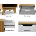 Artiss Bedside Table 1 Drawer White Oak with Shelf