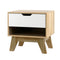 Artiss Bedside Table 1 Drawer White Oak with Shelf