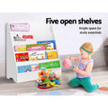 Keezi 5 Tier Kids Bookshelf Magazine Organiser White Display Rack