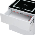 Artiss Smart Bedside Table 3 Drawers Wireless Charging LED White