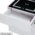 Artiss Smart Bedside Table 3 Drawers Wireless Charging LED White