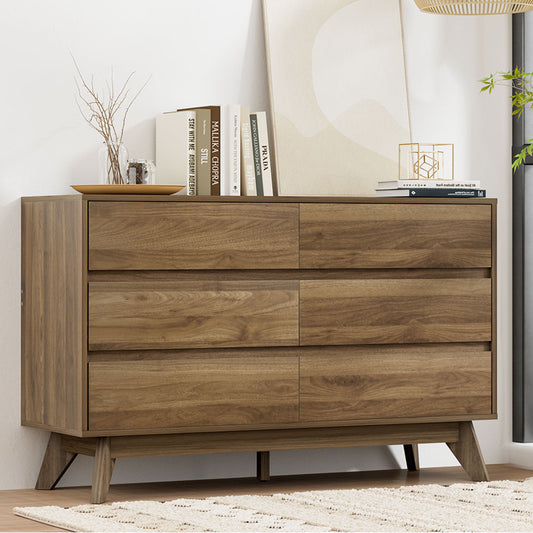 Artiss 6 Chest of Drawers Dresser Tallboy Storage Cabinet Bedroom Walnut XAVI