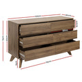 Artiss XAVI 6 Drawer Chest Walnut