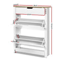 Artiss Shoe Rack Cabinet 16 Pairs White Organised Storage