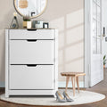 Artiss Shoe Rack Cabinet 16 Pairs White Organised Storage