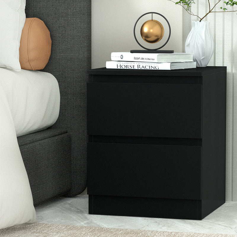 Artiss Bedside Table 2 Drawer Black