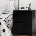 Artiss Bedside Table 2 Drawer Black