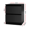 Artiss Bedside Table 2 Drawers Black PEPE 2 Pack