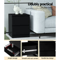 Artiss Bedside Table 2 Drawers Black PEPE 2 Pack