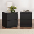 Artiss Bedside Table 2 Drawers Black PEPE 2 Pack