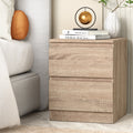 Artiss Bedside Table 2 Drawers Oak