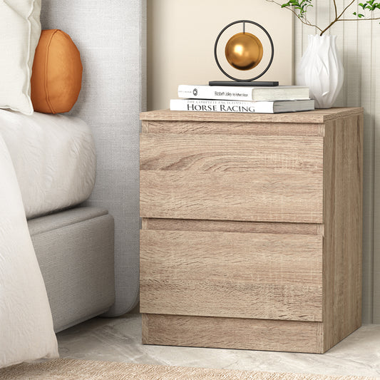 Artiss Bedside Table 2 Drawers Oak