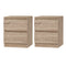 Artiss Bedside Table 2 Drawer Oak 2 Pack