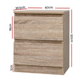 Artiss Bedside Table 2 Drawer Oak 2 Pack