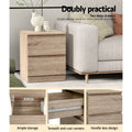 Artiss Bedside Table 2 Drawer Oak 2 Pack