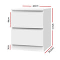 Artiss 2x Bedside Table 2 Drawers White