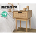 Artiss Rattan Bedside Table with Drawers Nightstand