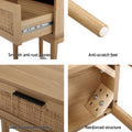 Artiss Rattan Bedside Table with Drawers Nightstand