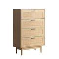 Artiss Rattan Chest of Drawers 4 Drawer Tallboy Pine