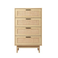Artiss Rattan Chest of Drawers 4 Drawer Tallboy Pine
