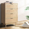Artiss Rattan Chest of Drawers 4 Drawer Tallboy Pine