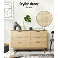 Artiss 6 Drawer Chest Oak Wood Storage Cabinet