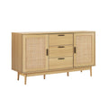 Artiss Rattan Buffet Sideboard Oak 3 Doors Storage