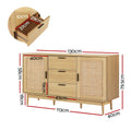 Artiss Rattan Buffet Sideboard Oak 3 Doors Storage