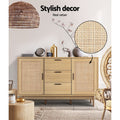 Artiss Rattan Buffet Sideboard Oak 3 Doors Storage