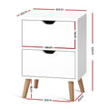 Artiss Bedside Table 2 Drawer White