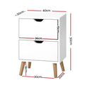 Artiss 2X Bedside Table 2 Drawers White