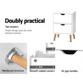 Artiss 2X Bedside Table 2 Drawers White