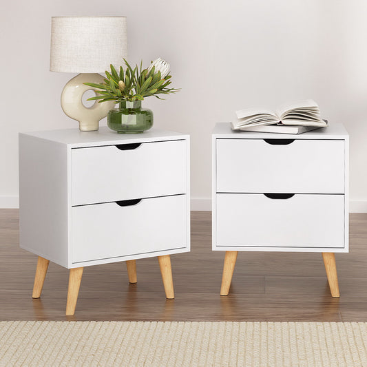 Artiss 2X Bedside Table 2 Drawers White