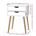 Artiss Bedside Table 2 Drawers White