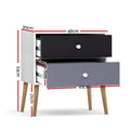 Artiss Bedside Table 2 Drawers White