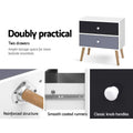 Artiss Bedside Table 2 Drawers White