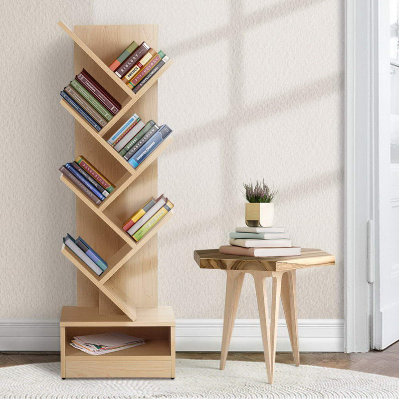 Artiss Tree Bookshelf 7 Tier ECHO Oak Wooden Display Unit