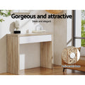 Artiss Console Table Storage Drawer White Pine