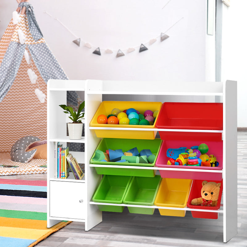 Keezi Kids Toy Box 8 Bins Bookshelf Storage Organiser Display Rack