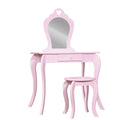 Keezi Kids Dressing Table Vanity Mirror Stool Set Pink Princess