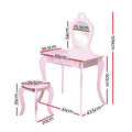 Keezi Kids Dressing Table Vanity Mirror Stool Set Pink Princess