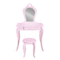 Keezi Kids Dressing Table Vanity Mirror Stool Set Pink Princess